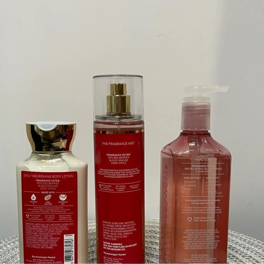 BBW Bright Christmas Morning Body Lotion, fine Fragrance, Gel soap set of 3 NWT